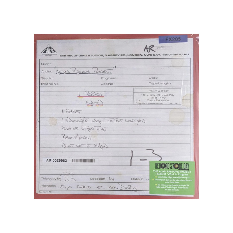 The Alan Parsons Project – I Robot “Work In Progress” - Coloured - Record Store Day 2025 The Alan Parsons Project – I Robot “Work In Progress” - Coloured - Record Store Day 2025
