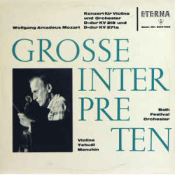 Mozart - Yehudi Menuhin ‎– Konzert Für Violine Und Orchester D-dur KV 218 Und D-dur KV 271a