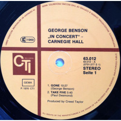George Benson ‎– In Concert - Carnegie Hall
