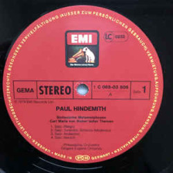 Hindemith - Philadelphia Orchestra, Eugene Ormandy ‎– Konzertmusik Op. 50 / Symphonische Metamorphosen