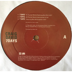 Craig David – 7 Days 12' Maxi Single 33RPM