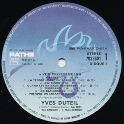 Yves Duteil ‎– Vos Préférences... 2LP