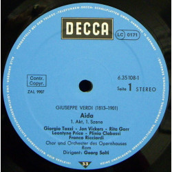 Verdi, Leontyne Price, Jon Vickers, Robert Merrill, Chor Und Orchester Des Opernhauses Rom, Georg Solti ‎– Aïda 3LP box