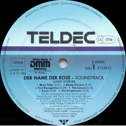 James Horner ‎– Der Name Der Rose Soundtrack