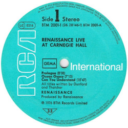 Renaissance – Live At Carnegie Hall 2LP